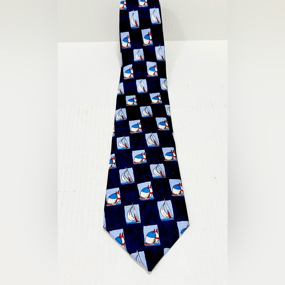 Lands’End Sailing blue Tie 100% Silk